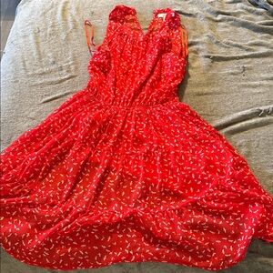 Monteau Red Dress with White Pattern
